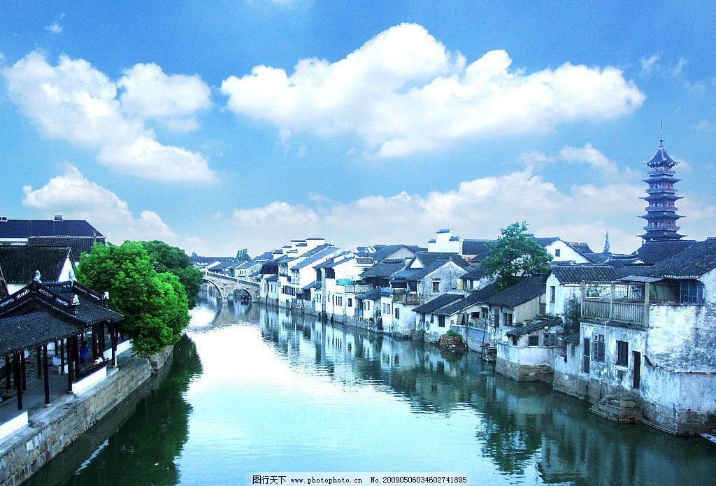 千灯古镇 小桥流水人家 昆山 苏州 自然景观 风景名胜 摄影图库 300