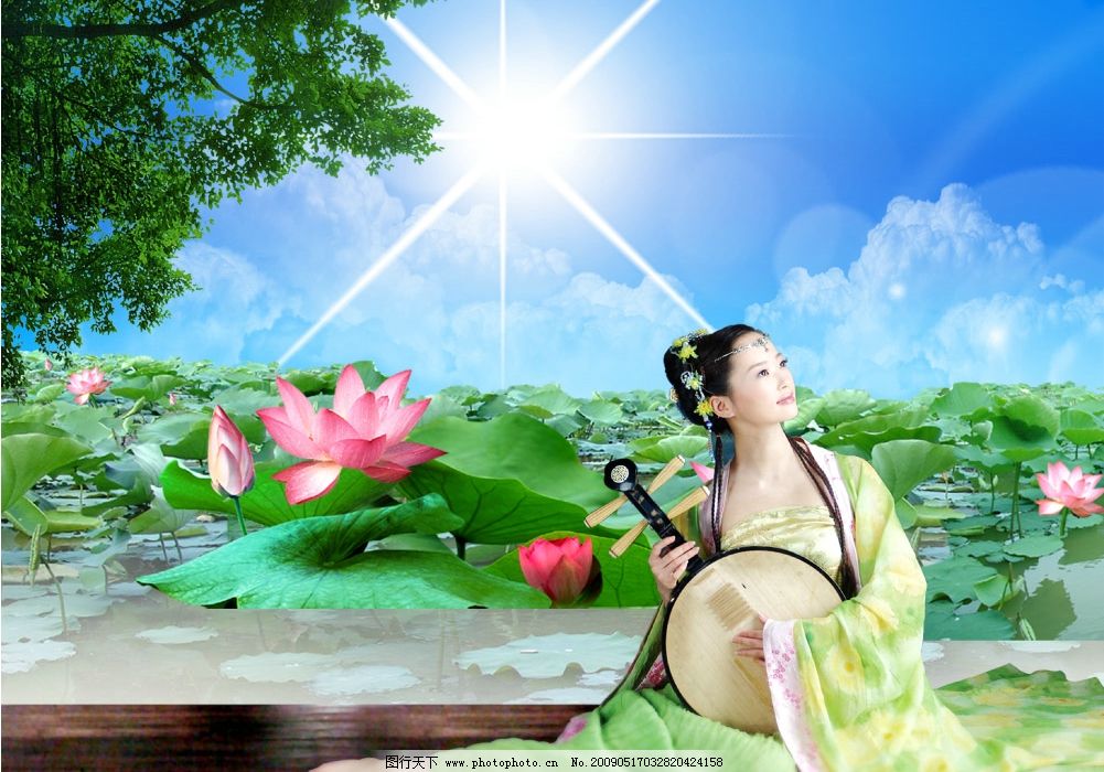 美女风景背景素材图片