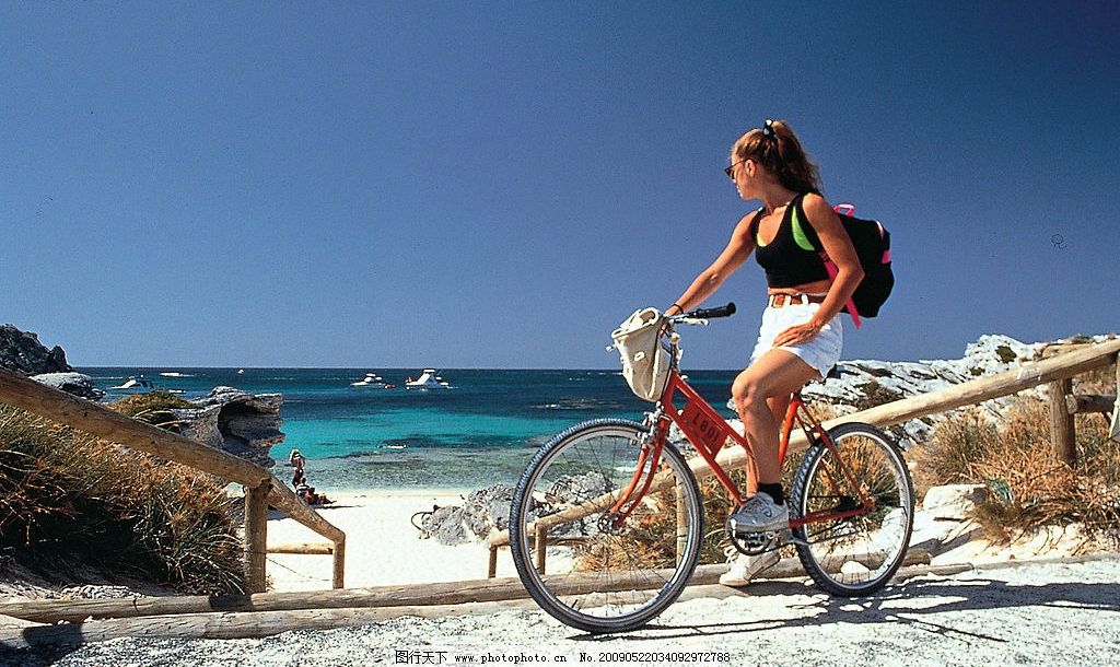 澳洲自由行图片,单车美女 游艇与美女 澳洲大堡