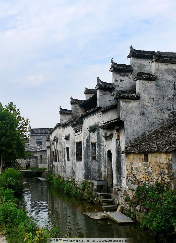 徽派古建筑 皖南 傍水 古建筑 自然景观 风景名胜 皖南印象 摄影图库