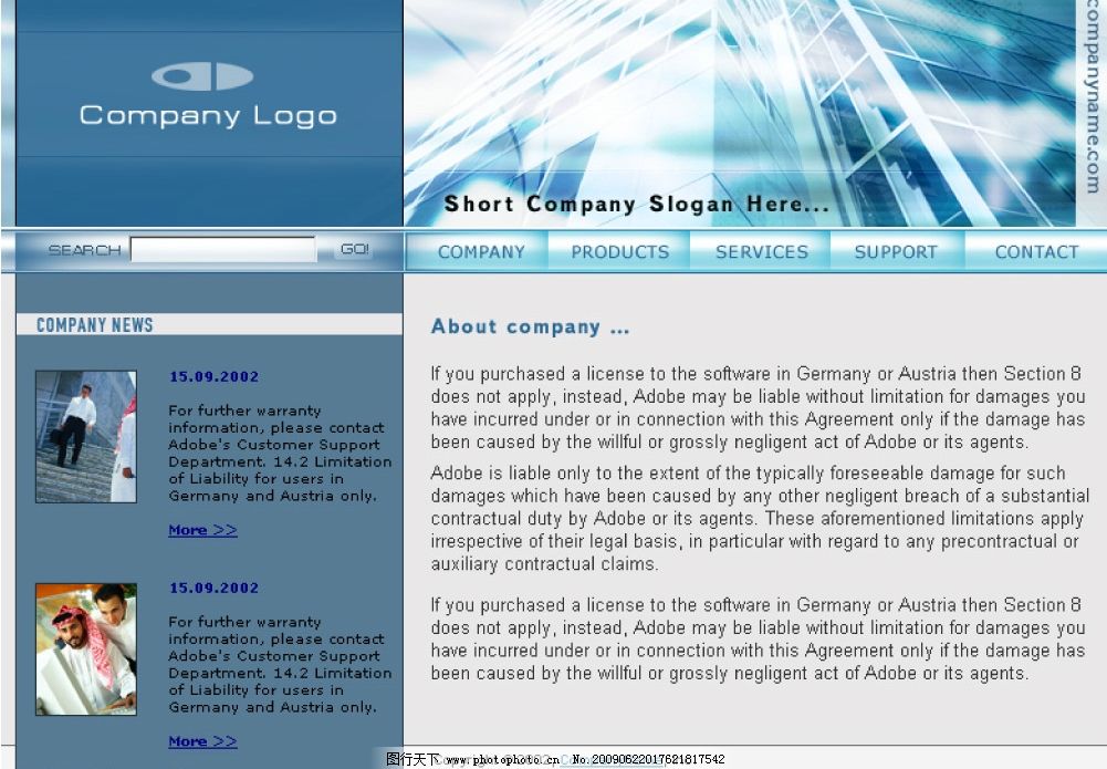 欧美外国英文网页公司模板蓝网站图片