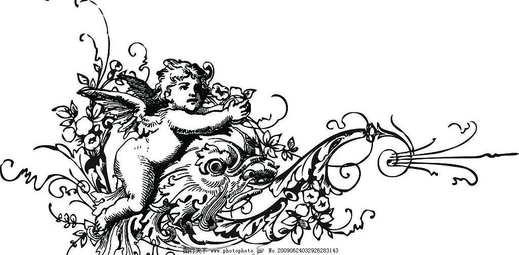 天使图片,藤蔓 底纹 边框 花 欧式 神话 源文件库-图